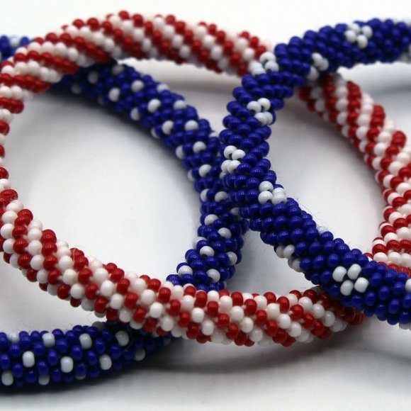 COPY - Set of 3, Handmade Glass Beaded Nepal Crochet Bracelets Bangle | Glass s… - Picture 1 of 4